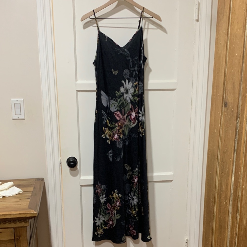 All Saints Black Floral Maxi Dress
